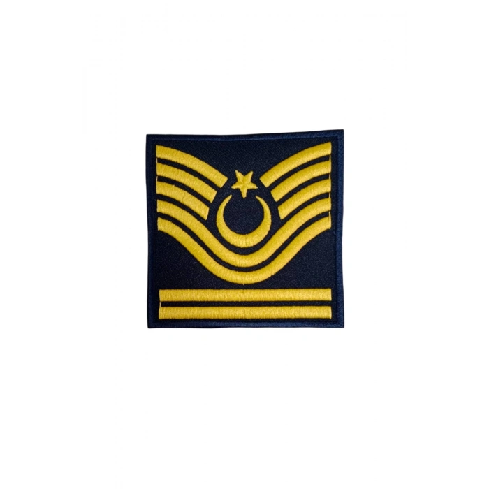 Hava Kuvvetleri Astsubay Kidemlibascavus Dahili ve Harici Lacivert Bez Nakis Kol Rutbe