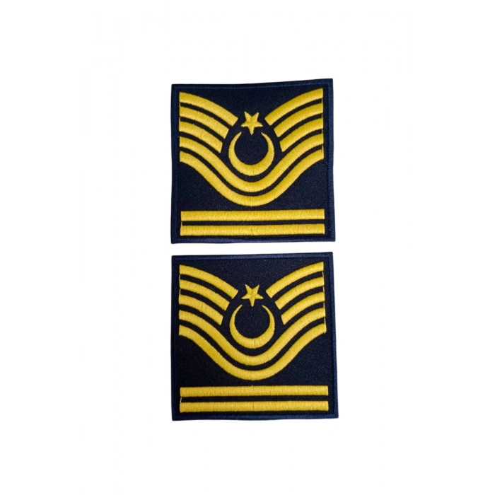 Hava Kuvvetleri Astsubay Kidemlibascavus Dahili ve Harici Lacivert Bez Nakis Kol Rutbe
