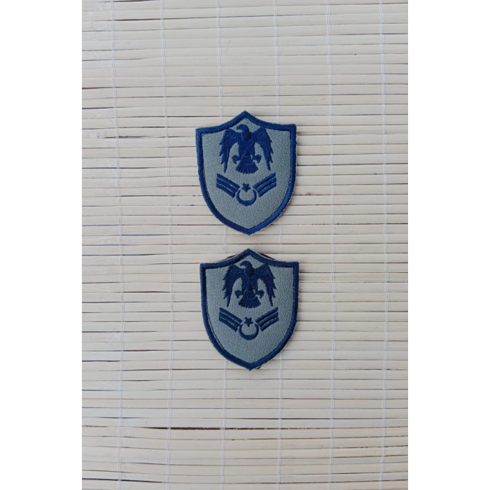 Hava Kuvvetleri Astsubay Kidemlicavus Gri Zemin Kartal Nakisli Mini Tisort Rutbesi