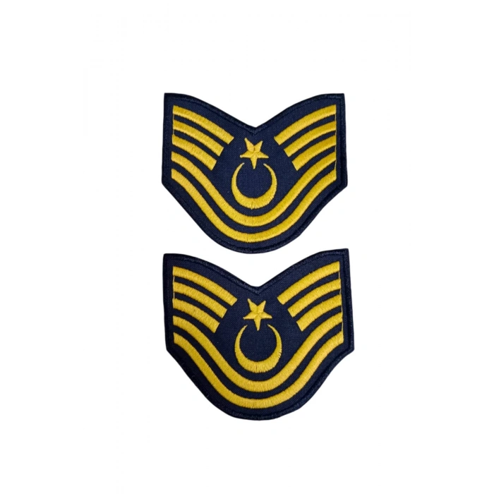 Hava Kuvvetleri Astsubay Kidemliustcavus Dahili ve Harici Lacivert Bez Nakis Kol Rutbe