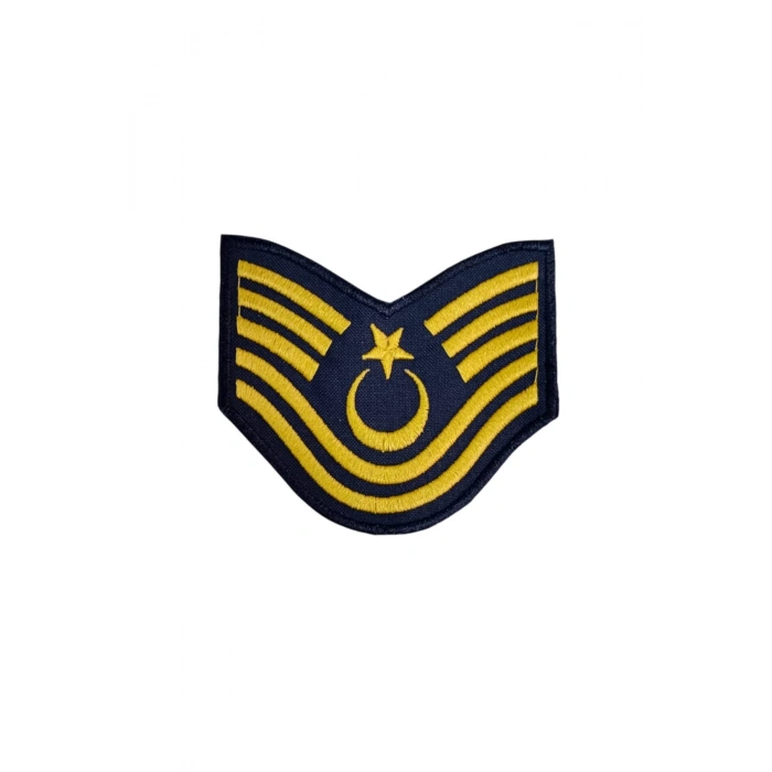 Hava Kuvvetleri Astsubay Kidemliustcavus Dahili ve Harici Lacivert Bez Nakis Kol Rutbe