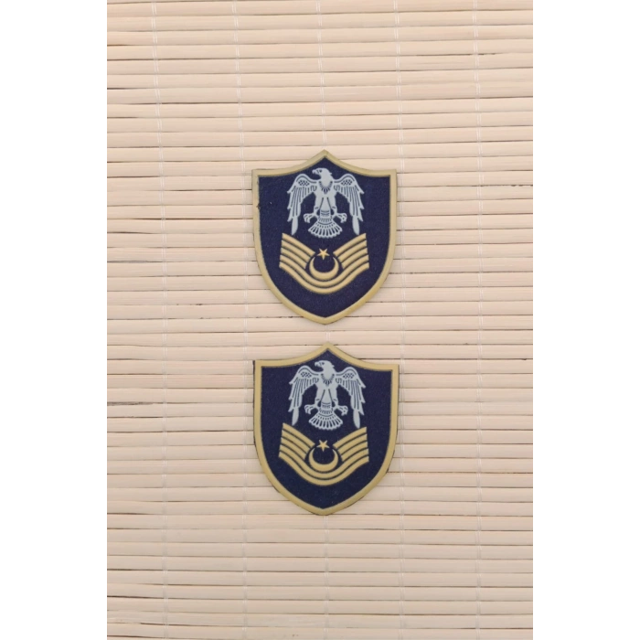 Hava Kuvvetleri Astsubay Kidemli Ustcavus Lacivert Zemin Kartal Nakisli Plastik Mini Yelek Rutbesi