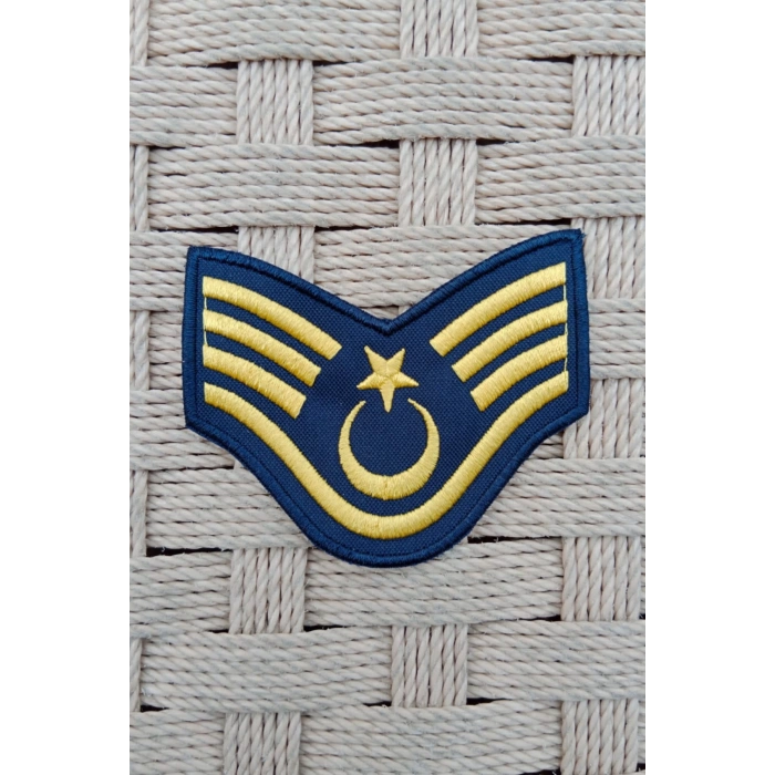 Hava Kuvvetleri Astsubay Ustcavus Dahili ve Harici Lacivert Bez Nakis Kol Rutbe