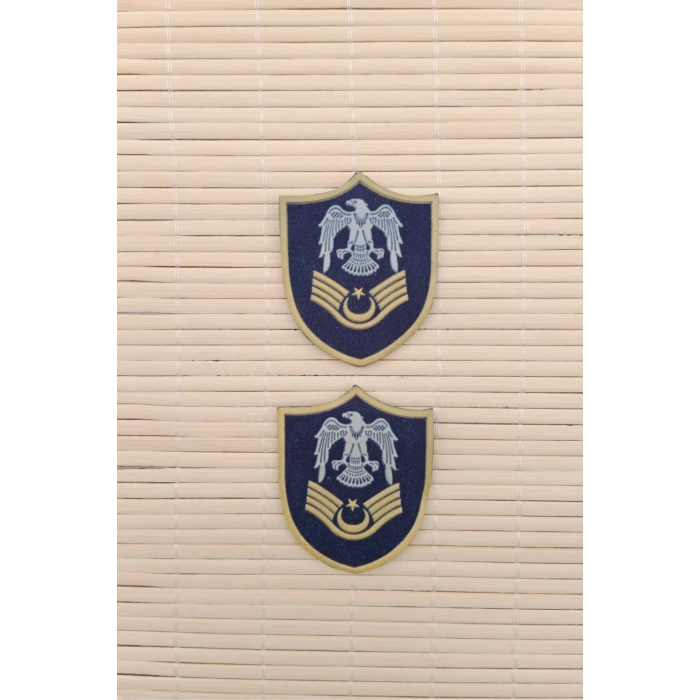 Hava Kuvvetleri Astsubay Ustcavus Lacivert Zemin Kartal Nakisli Plastik Mini Yelek Rutbesi