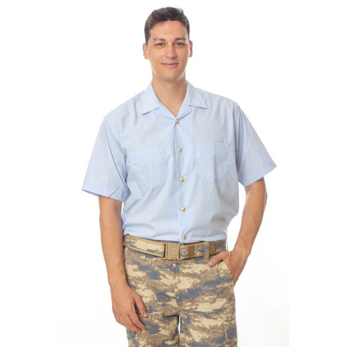 hava kuvvetleri astsubay ve uzman cavus kisa kollu safari mavi gomlek