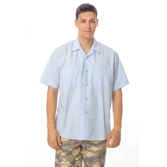 hava kuvvetleri astsubay ve uzman cavus kisa kollu safari mavi gomlek