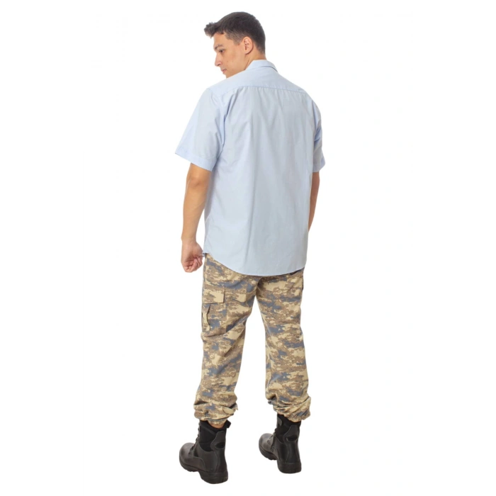 Hava Kuvvetleri Astsubay ve Uzman Cavus Kisa Kollu Safari Mavi Gomlek Pantolon Alt Ust Takim