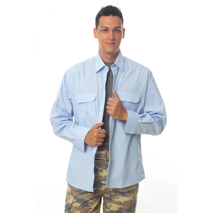 hava kuvvetleri mavi renkli astsubay ve uzman cavus uzun kollu harici gomlek