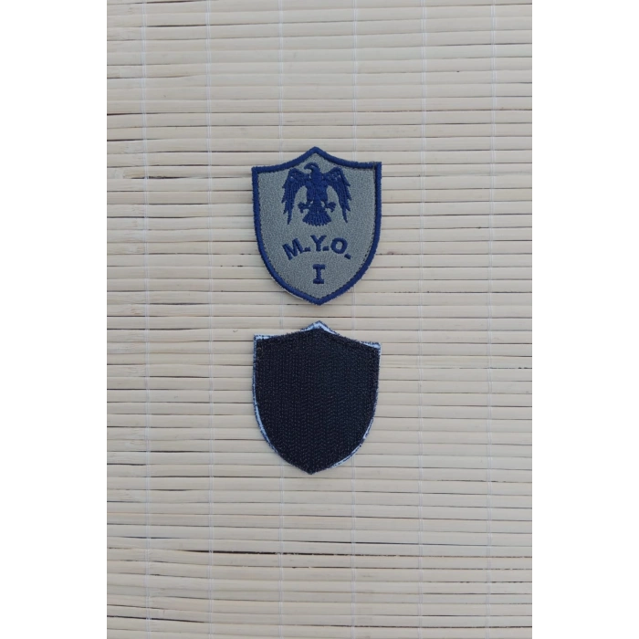 Hava Kuvvetleri Meslek Yuksek Okulu MYO 1 Gri Zemin Kartal Nakisli Mini Tisort Rutbe