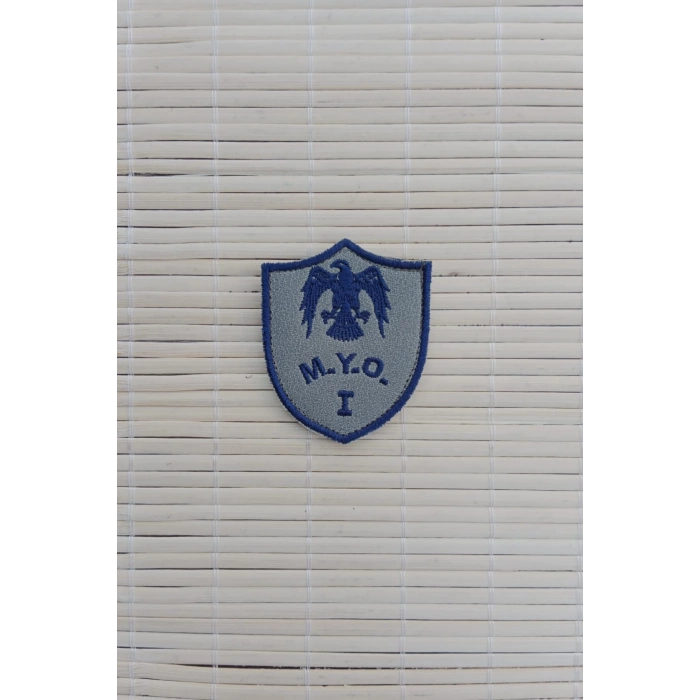 Hava Kuvvetleri Meslek Yuksek Okulu MYO 1 Gri Zemin Kartal Nakisli Mini Tisort Rutbe