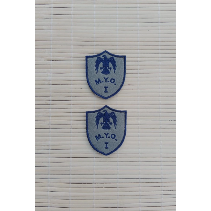 Hava Kuvvetleri Meslek Yuksek Okulu MYO 1 Gri Zemin Kartal Nakisli Mini Tisort Rutbesi