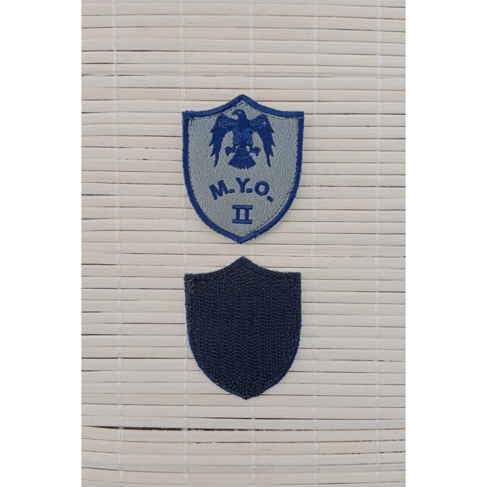 Hava Kuvvetleri Meslek Yuksek Okulu MYO 2 Gri Zemin Kartal Nakisli Mini Tisort Rutbe