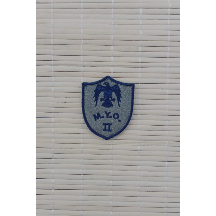 Hava Kuvvetleri Meslek Yuksek Okulu MYO 2 Gri Zemin Kartal Nakisli Mini Tisort Rutbe