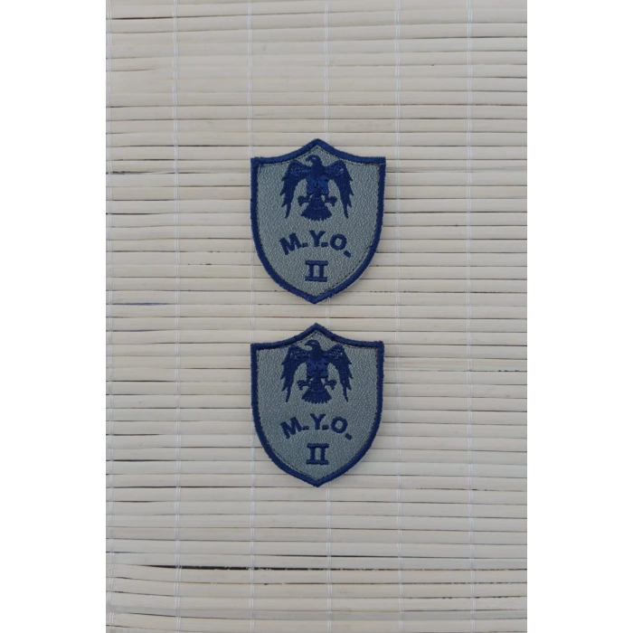 Hava Kuvvetleri Meslek Yuksek Okulu MYO 2 Gri Zemin Kartal Nakisli Mini Tisort Rutbesi