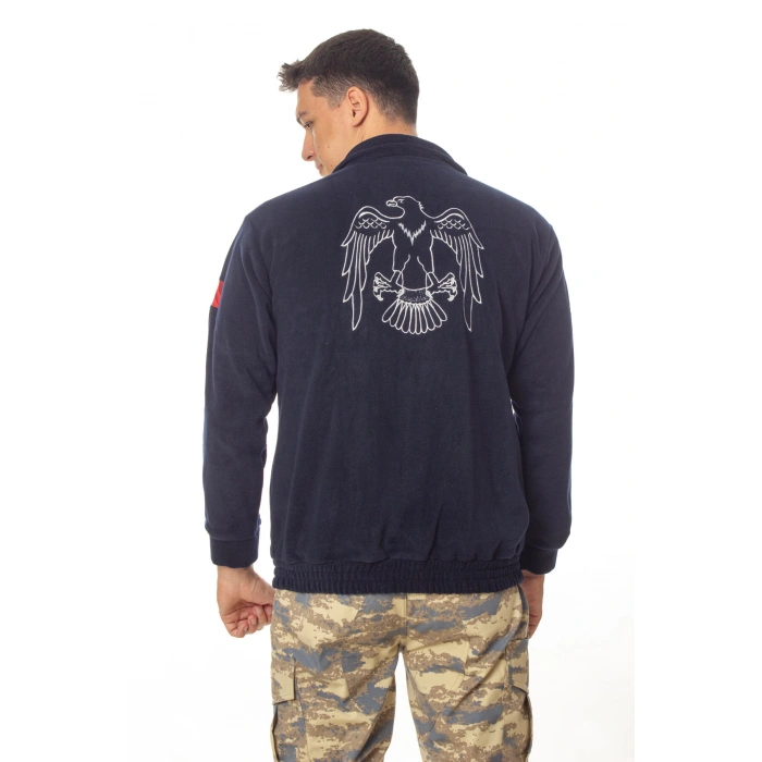 hava kuvvetleri ozel tasarim uzun kollu lacivert renkli tam fermuarli kartal nakisli bato yaka soguk gecirmez polar