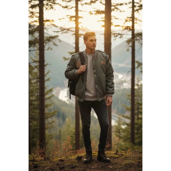 hava kuvvetleri sedef yesili renkli 4 cepli uzun kollu fermuarli citcitli ic cepli orjinal pilot mont ceket