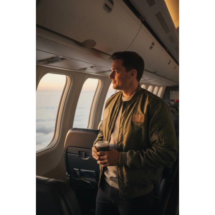 hava kuvvetleri sedef yesili renkli 4 cepli uzun kollu fermuarli citcitli ic cepli orjinal pilot mont ceket