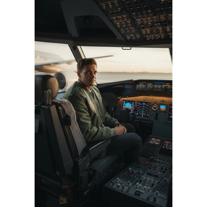 hava kuvvetleri sedef yesili renkli 4 cepli uzun kollu fermuarli citcitli ic cepli orjinal pilot mont ceket