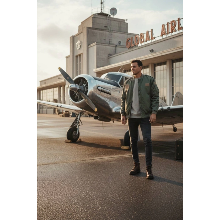 hava kuvvetleri sedef yesili renkli 4 cepli uzun kollu fermuarli citcitli ic cepli orjinal pilot mont ceket