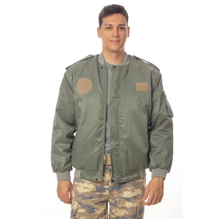 Hava Kuvvetleri Sedef Yesili Renkli 4 Cepli Uzun Kollu Fermuarli Citcitli ic Cepli Orjinal Pilot Mont Ceket Kamuflaj Pantolon Alt Ust Takim