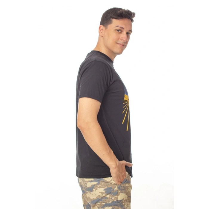 hava kuvvetleri siyah renkli kisa kollu yuvarlak yaka pamuklu f 16 fighting falcon tisort