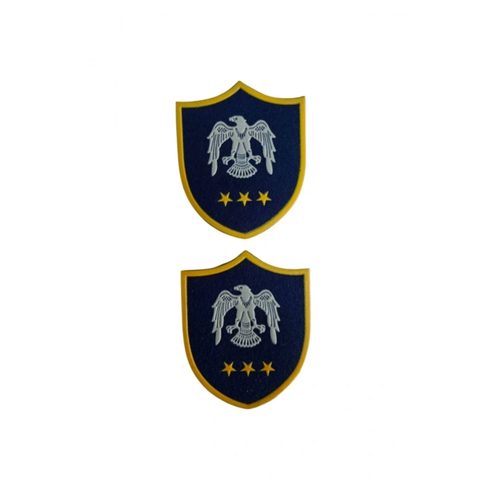 Hava Kuvvetleri Subay Yuzbasi Lacivert Zemin Kartal Nakisli Plastik Mini Yelek Rutbesi