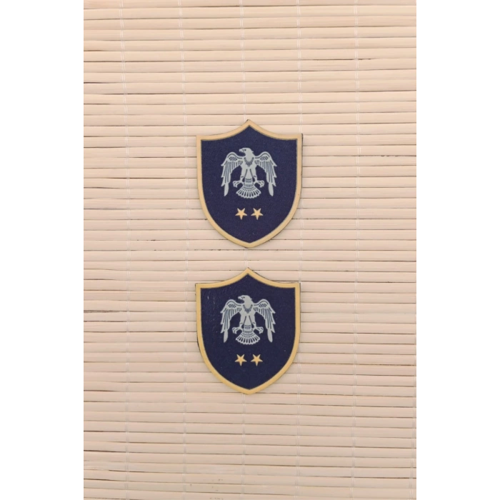 Hava Kuvvetleri Subay Ustegmen Lacivert Zemin Kartal Nakisli Plastik Mini Yelek Rutbesi