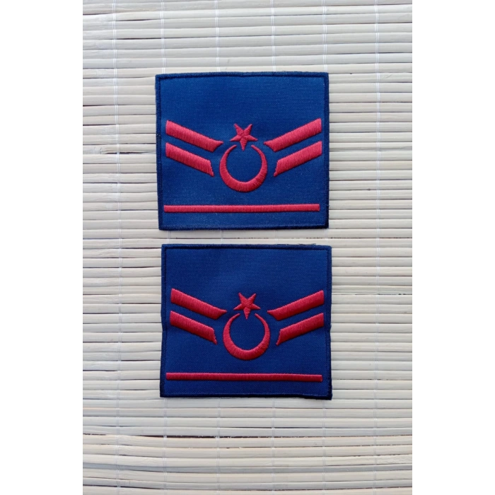 Hava Kuvvetleri Uzman Cavus 1 Kademe Dahili ve Harici Lacivert Bez Nakis Havaci Kol Rutbe