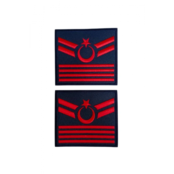 Hava Kuvvetleri Uzman Cavus 4 Kademe Dahili ve Harici Lacivert Bez Nakis Havaci Kol Rutbe