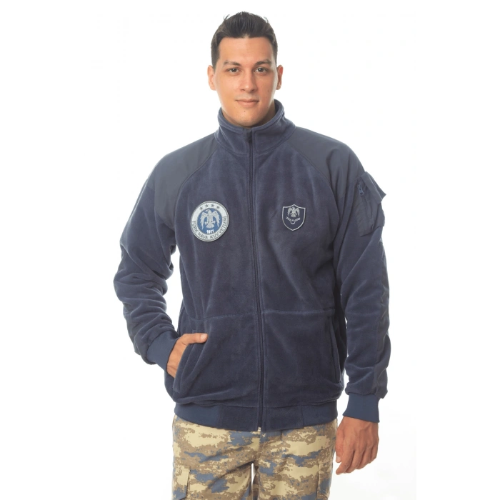 hava kuvvetleri uzun kollu lacivert renkli ozel tasarim tam fermuarli bato yaka soguk gecirmez havaci polar