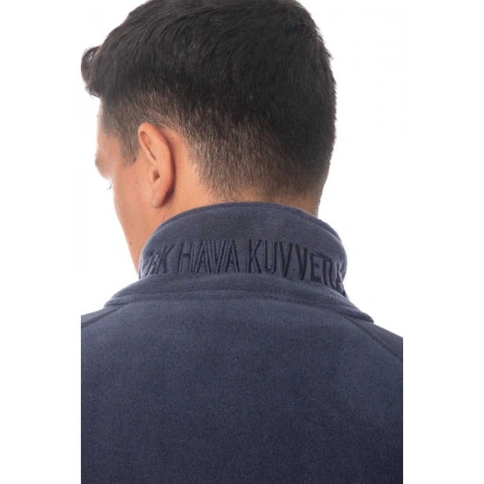 hava kuvvetleri uzun kollu lacivert renkli ozel tasarim tam fermuarli bato yaka soguk gecirmez havaci polar