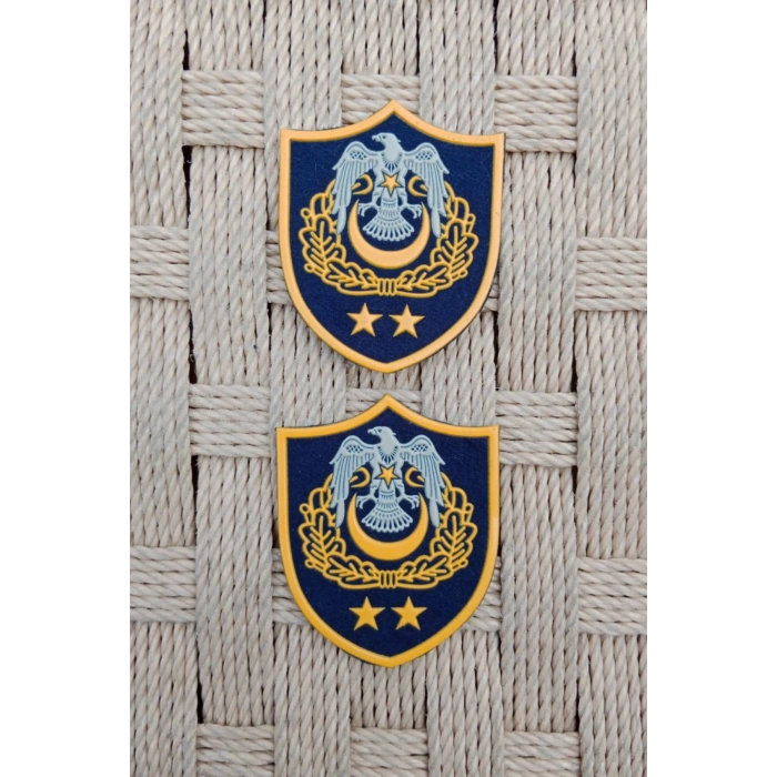 Hava Kuvvetleri Subay Yarbay Lacivert Zemin Kartal Nakisli Sirmali Mini Plastik Yelek Rutbesi