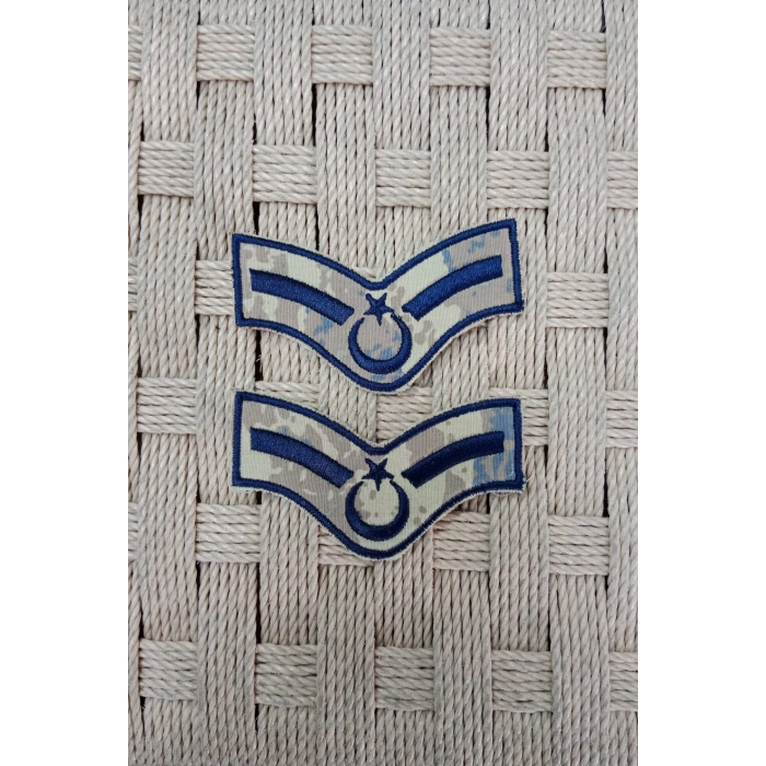 Hava Kuvvetleri Astsubay Adayi Dahili ve Harici Kamuflaj Renkli Bez Nakis Kol Rutbe