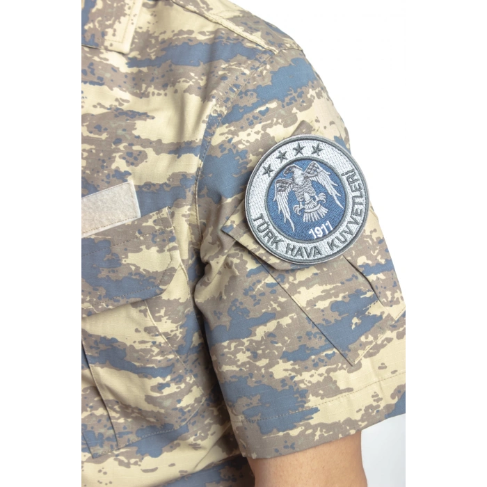 Hava Kuvvetleri Yeni Kamuflaj Renkli Kisa Kollu Orjinal Taktik Askeri Gomlek Short Sleeve Camouflage
