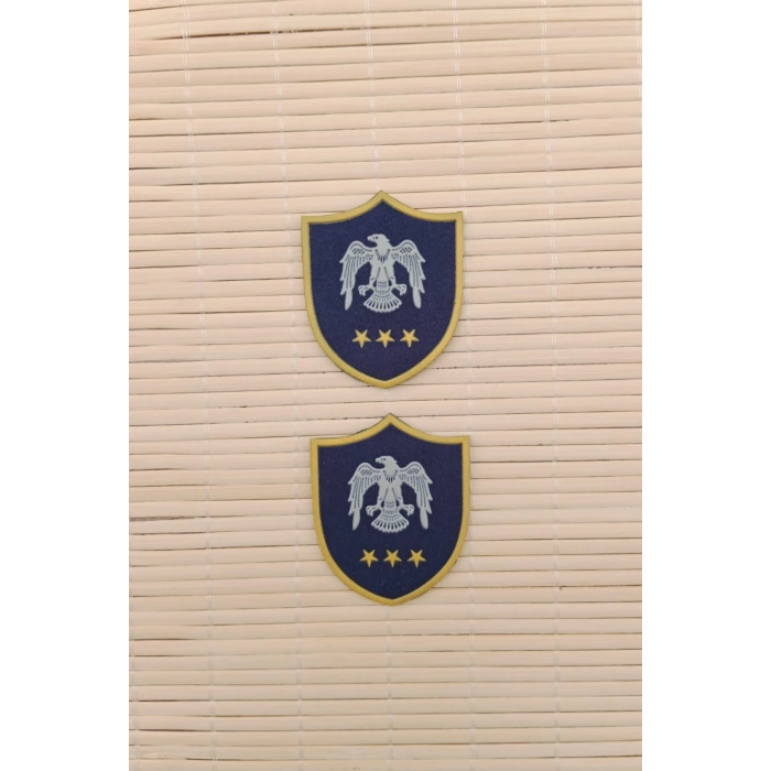Hava Kuvvetleri Subay Yuzbasi Lacivert Zemin Kartal Nakisli Plastik Mini Yelek Rutbesi