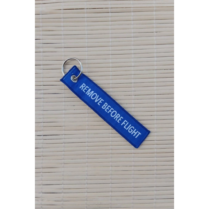 Hayat 500 Knotda Baslar T-38 Yazili Lacivert Beyaz Nakis islemeli Bez Anahtarlik