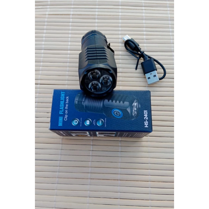 hs 2401 usb sarj ozellikli cakarli kaliteli el feneri