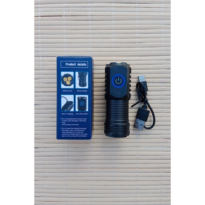 hs 2401 usb sarj ozellikli cakarli kaliteli el feneri