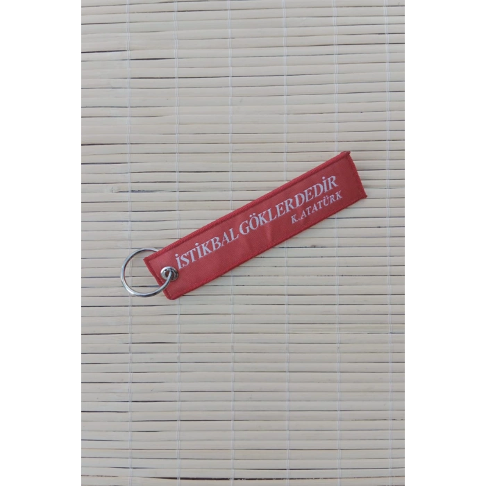 Hurjet istikbal Goklerdedir Kirmizi Beyaz Nakis islemeli Bez Anahtarlik