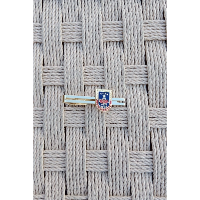 jandarma 1839 amblemli broveli paslanmaz celik mineli renk atmaz masali harici kravat ignesi