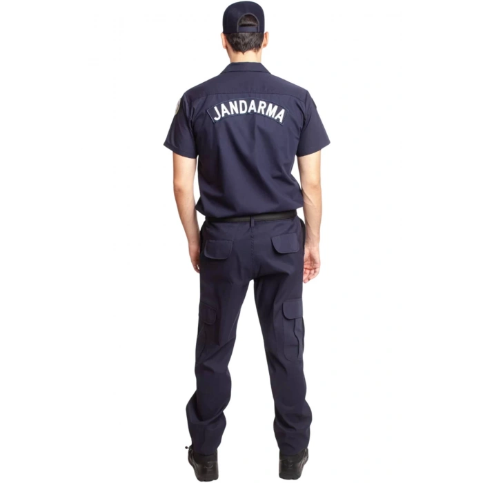 jandarma asayis astsubay uzman cavus lacivert renkli kisa kollu rengi solmayan gomlek ve kargo cepli taktik pantolon alt ust takim