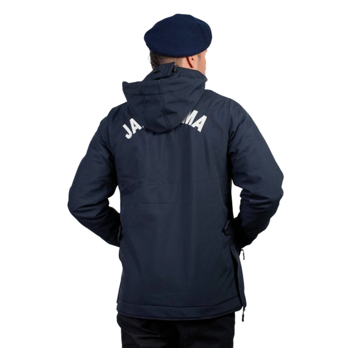 Jandarma Asayis Lacivert Renkli 5 cepli uzun kollu soguk gecirmez softshell kapusonlu taktik mont