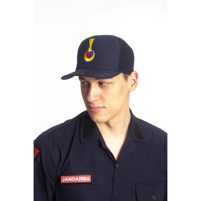 Jandarma Asayis Lacivert Renk Arkasi Ayarlamali Fileli Astsubay Uzman Cavus Jandarma Sapka Kep