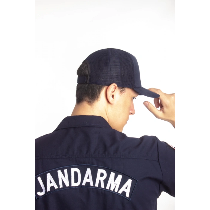 Jandarma Asayis Lacivert Renk Arkasi Ayarlamali Fileli Astsubay Uzman Cavus Jandarma Sapka Kep