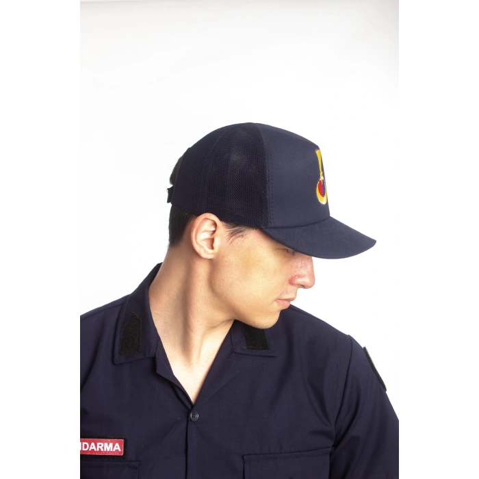 Jandarma Asayis Lacivert Renk Arkasi Ayarlamali Fileli Astsubay Uzman Cavus Jandarma Sapka Kep