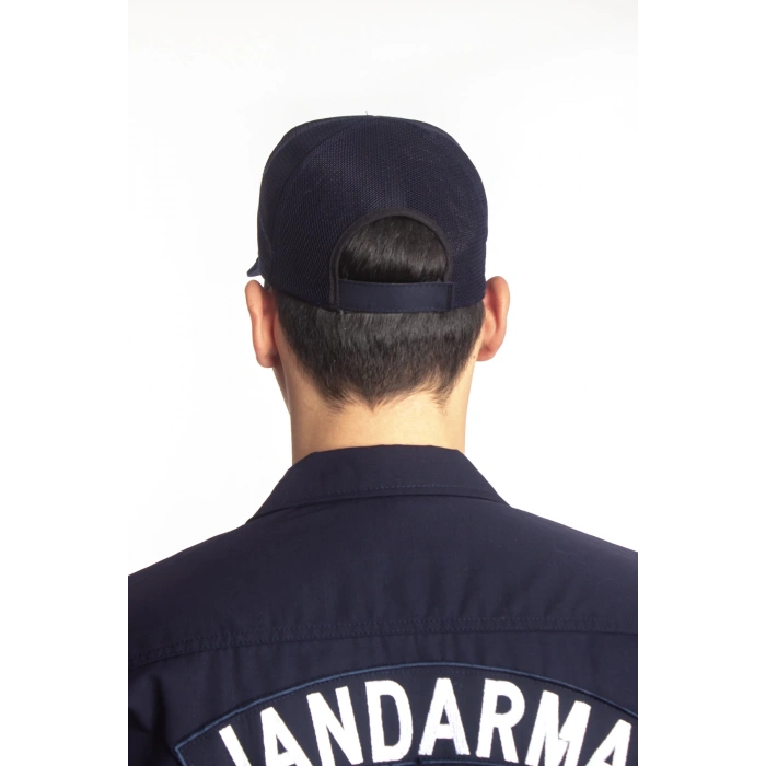 Jandarma Asayis Lacivert Renk Arkasi Ayarlamali Fileli Subay Jandarma Sapka Kep