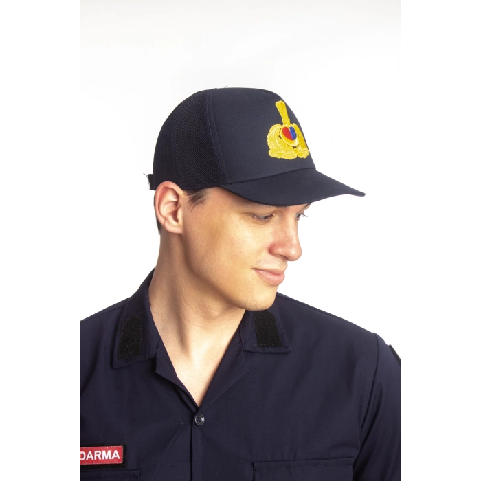 Jandarma Asayis Lacivert Renk Arkasi Ayarlamali Fileli Subay Jandarma Sapka Kep