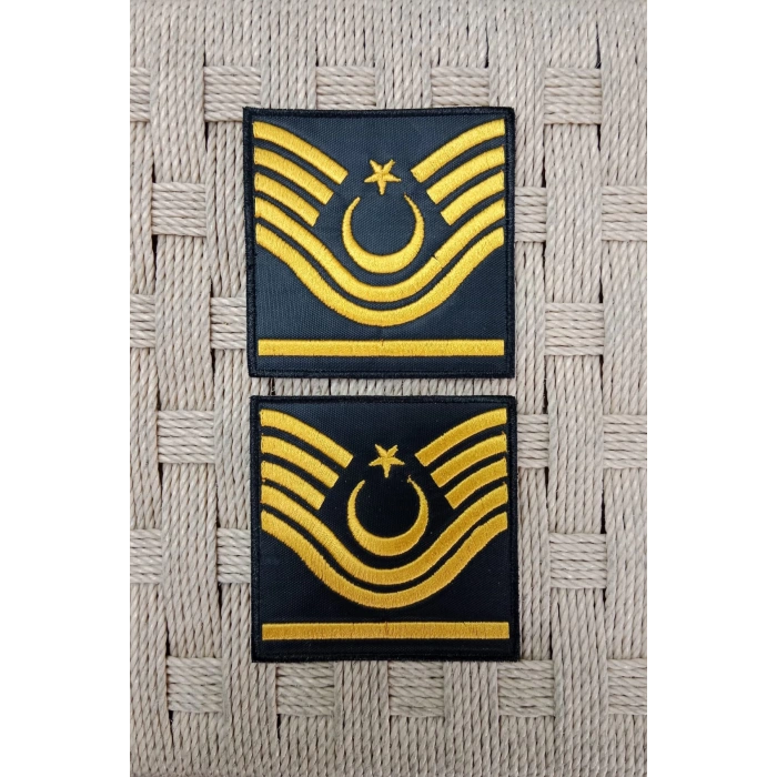 Jandarma Astsubay Bascavus Dahili ve Harici Siyah Bez Nakis Kol Rutbe