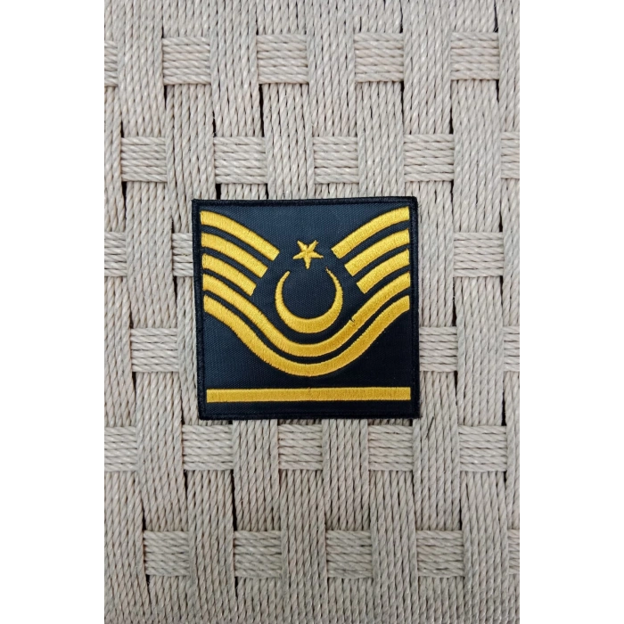 Jandarma Astsubay Bascavus Dahili ve Harici Siyah Bez Nakis Kol Rutbe