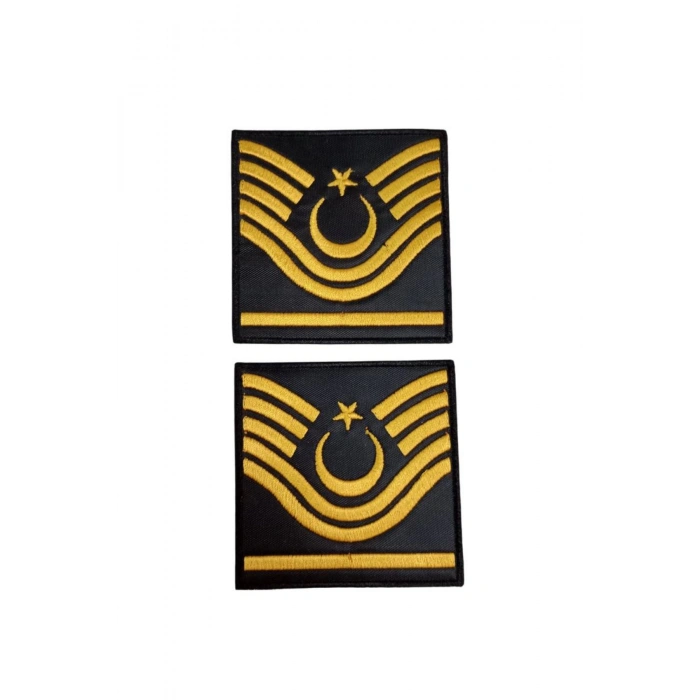 Jandarma Astsubay Bascavus Dahili ve Harici Siyah Bez Nakis Kol Rutbe